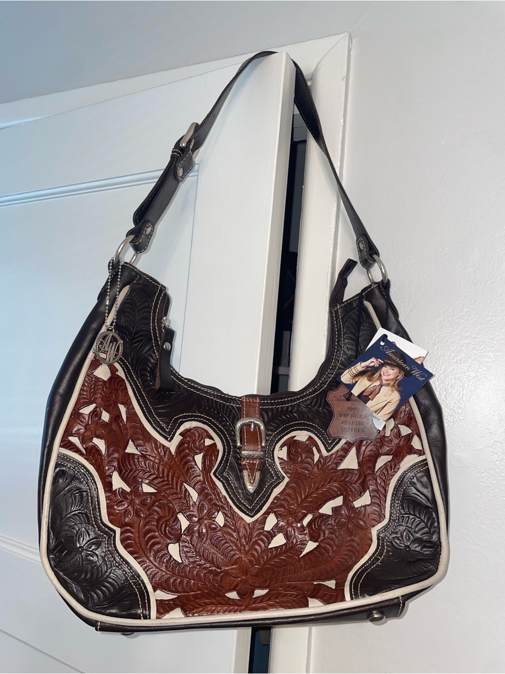 American West 100% genuine leather shoulder bag